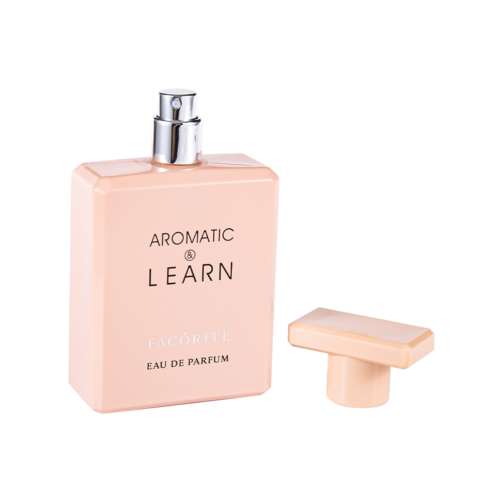 KY1490-WJ2155 50ML Coated Printed Rectangular Glass Perfume Bottle Na May Makintab na Cap