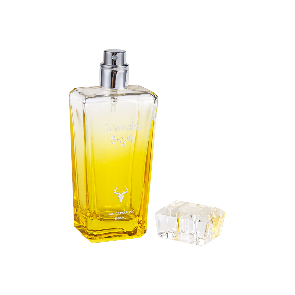 KY100-WJ64 50ML Gradient Coating Yellow Glass Perfume Bottle Na May Transparent K Resin Cap