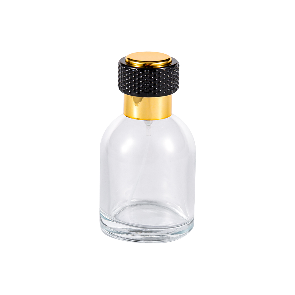 GC3986-WJ816 50ML Clear Glass Perfume Bottle Na May Uv Gold Plastic Cap At Black Part