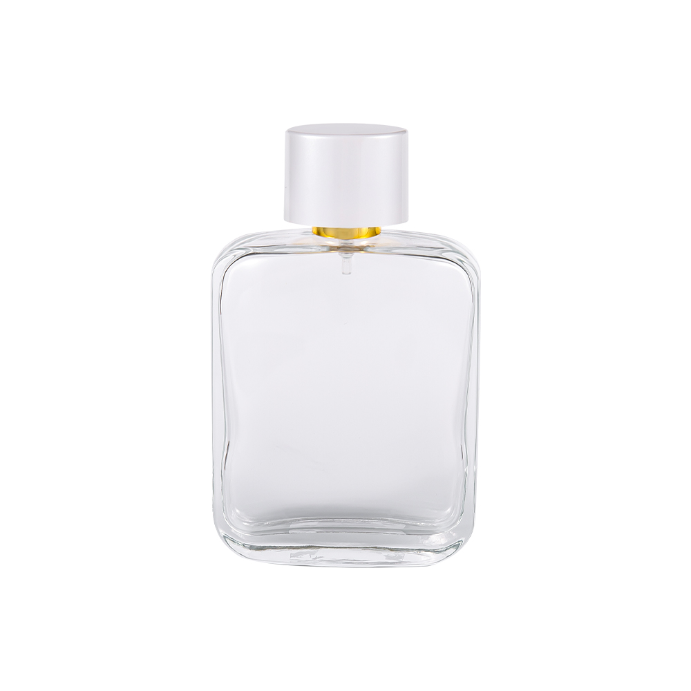 GC4840-WJ2162 100ML Clear Glass Perfume Bottle Na May Maliwanag na Puting Pp Plastic Cap At UV Gold-Plated Lining
