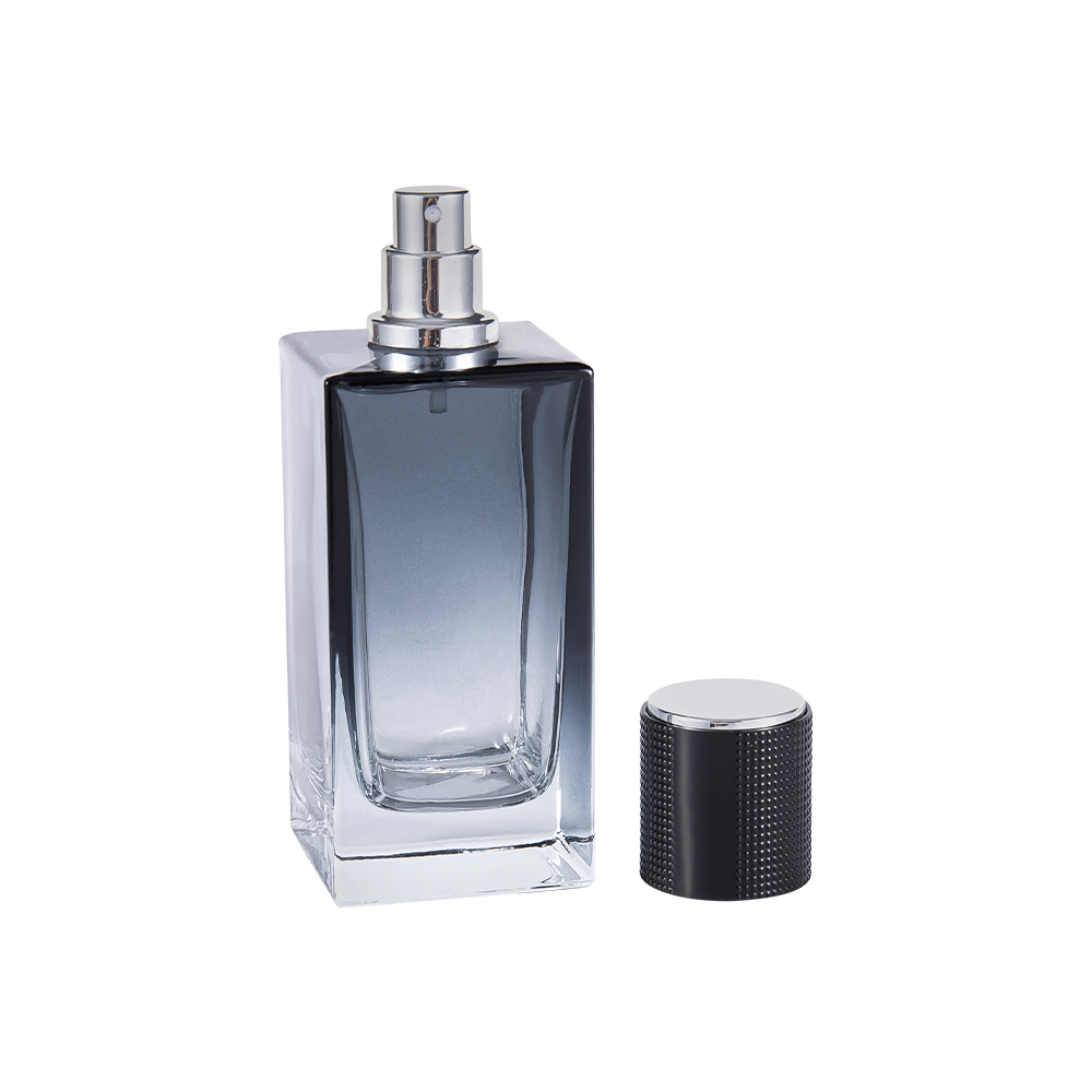 KY368-WJ2271 50ML Rectangular Glass Perfume Bottle na may Gradient Coating, ABS Plastic Cap, UV Silver Lining