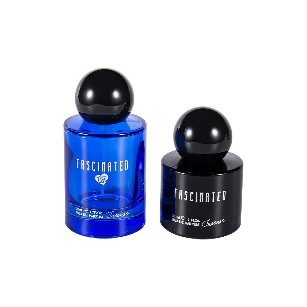 GC4749-WJ2537 50ML Cylindrical Coated Gold Foil Glass Perfume Bottle Na May Spherical ABS PP Plastic Cap