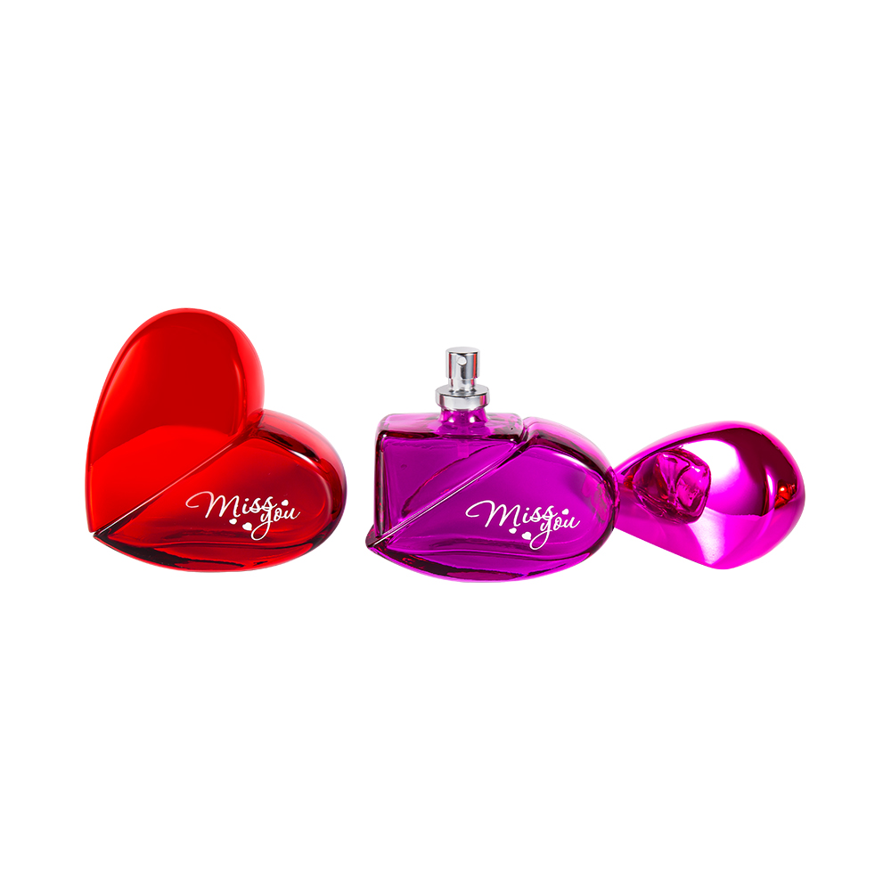 GC102-WJ797 100ML Heart Shape Glass Perfume Bottle na may UV PP Plastic Cap