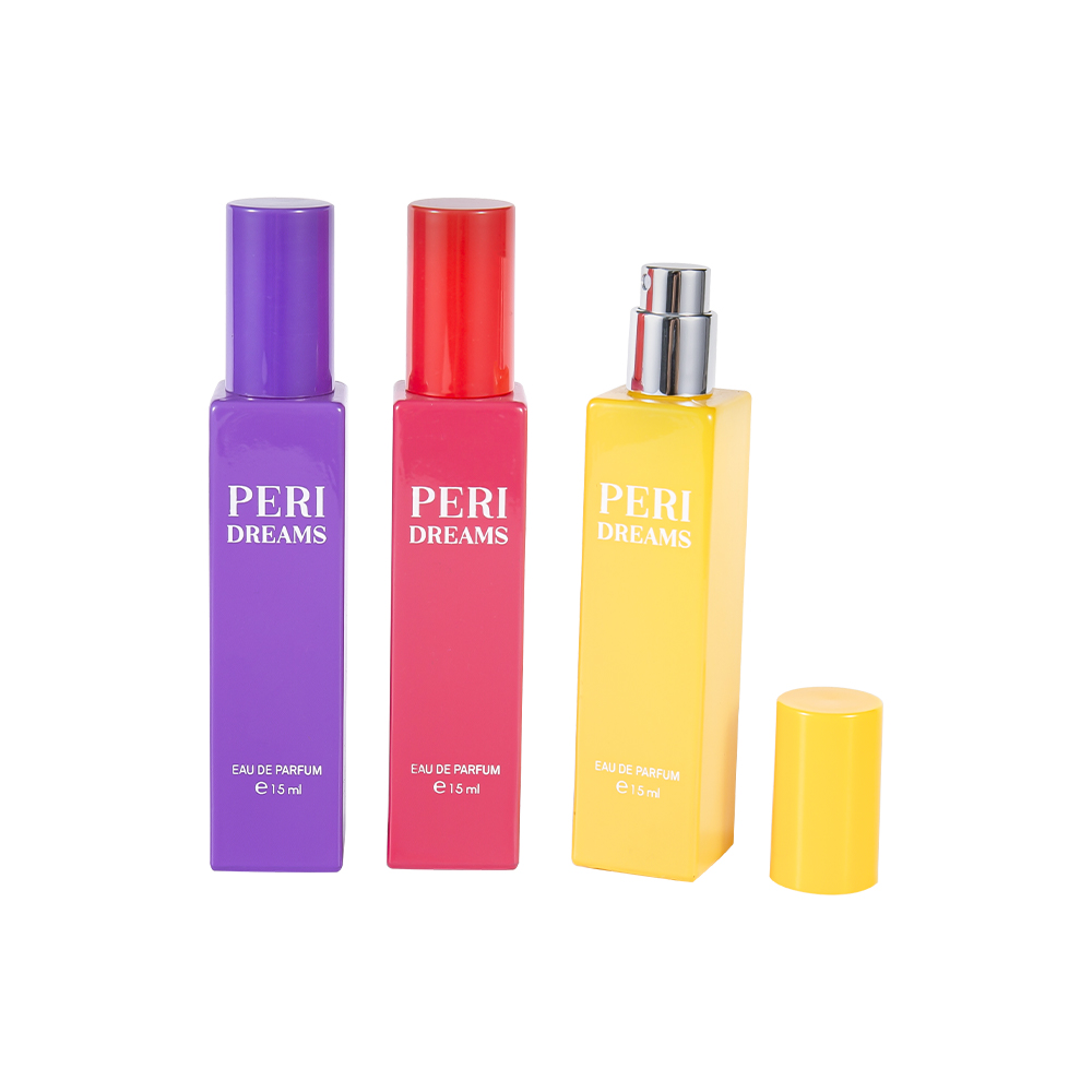 GC4421-WJ2369B 15ML Mini Capacity Coated Rectangular Glass Perfume Bottle Na May Cylindrical PP Cap