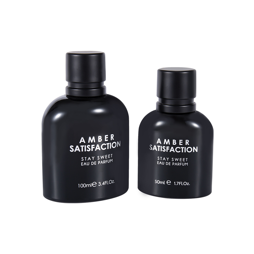 GC3849-WJ176 50ML Color Coated Bright Black Printed Glass Perfume Bottle na may ABS PP Plastic Cap