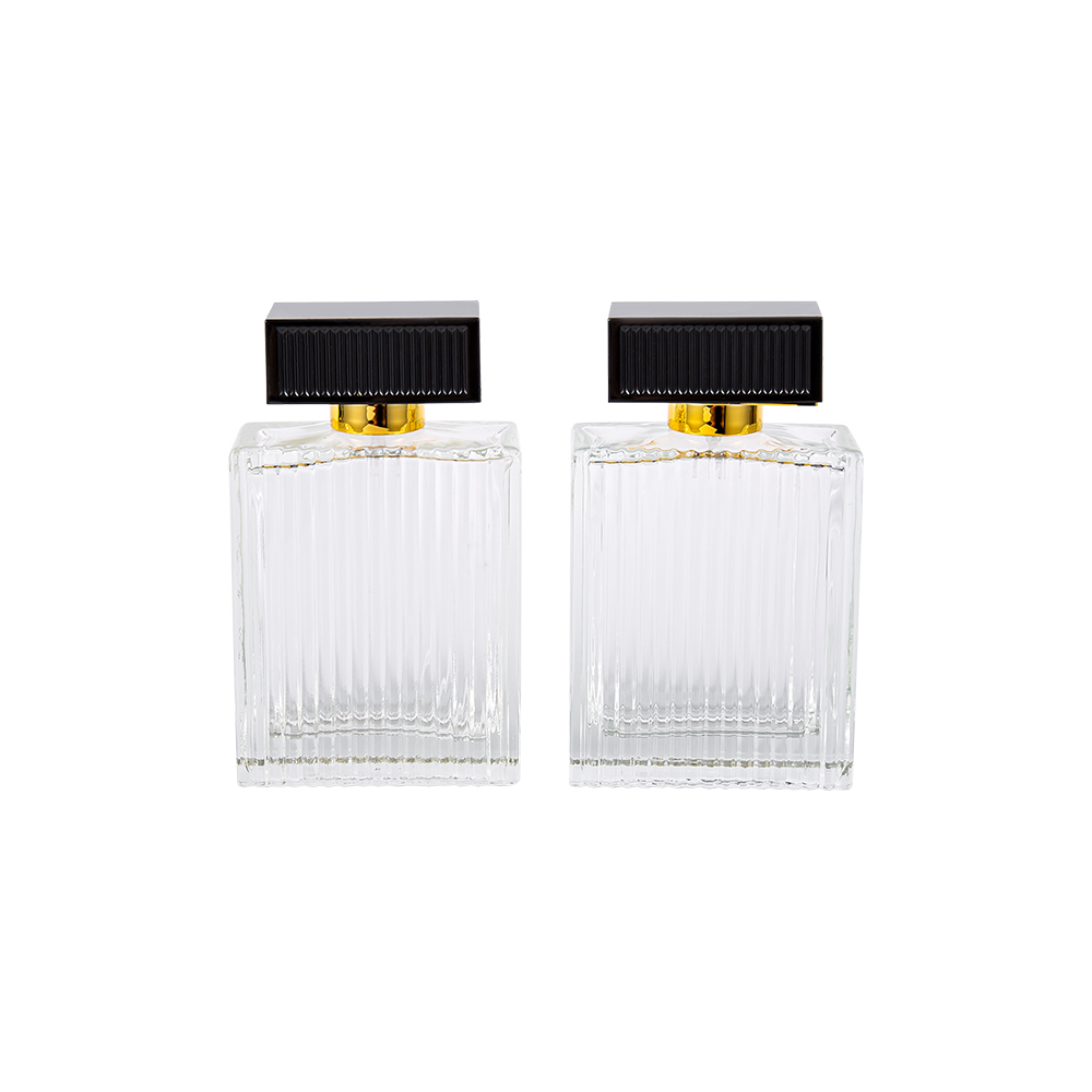 KY1112-WJ2092 100ML Vertical Stripes Glass Perfume Bottle na May Abs Plastic Cover Stripes