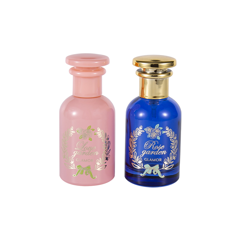KY1570-WJ2410 30ML Coated Gold Hot Stamping Perfume Bottle Set PP Cap