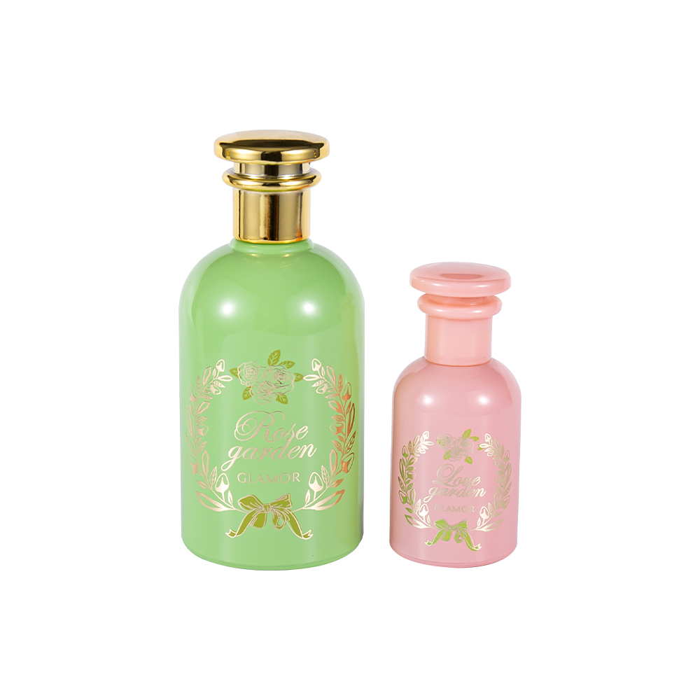 KY1570-WJ2410 30ML Coated Gold Hot Stamping Perfume Bottle Set PP Cap