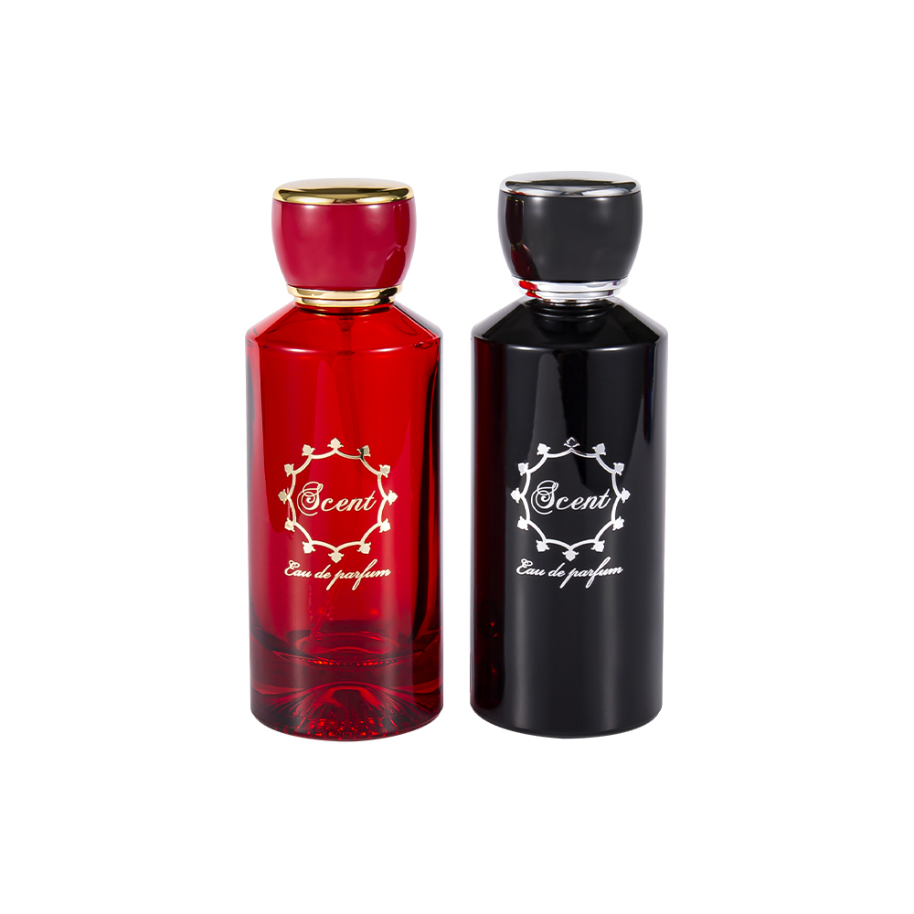 GC4406-WJ2071 100ML Patterned Bottom Perfume Bottle Na May Matingkad na Pula At Itim na ABS Plastic Round Perfume Cap