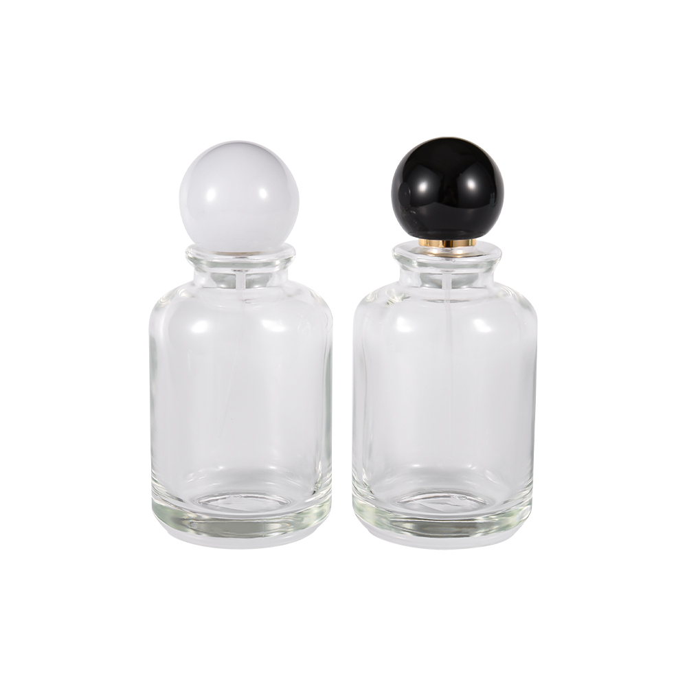 GC4819-WJ2538 100ML Flint Glass Perfume Bottle na may Makintab na Puti/Itim na Cap