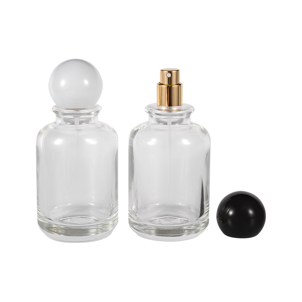 GC4819-WJ2538 100ML Flint Glass Perfume Bottle na may Makintab na Puti/Itim na Cap