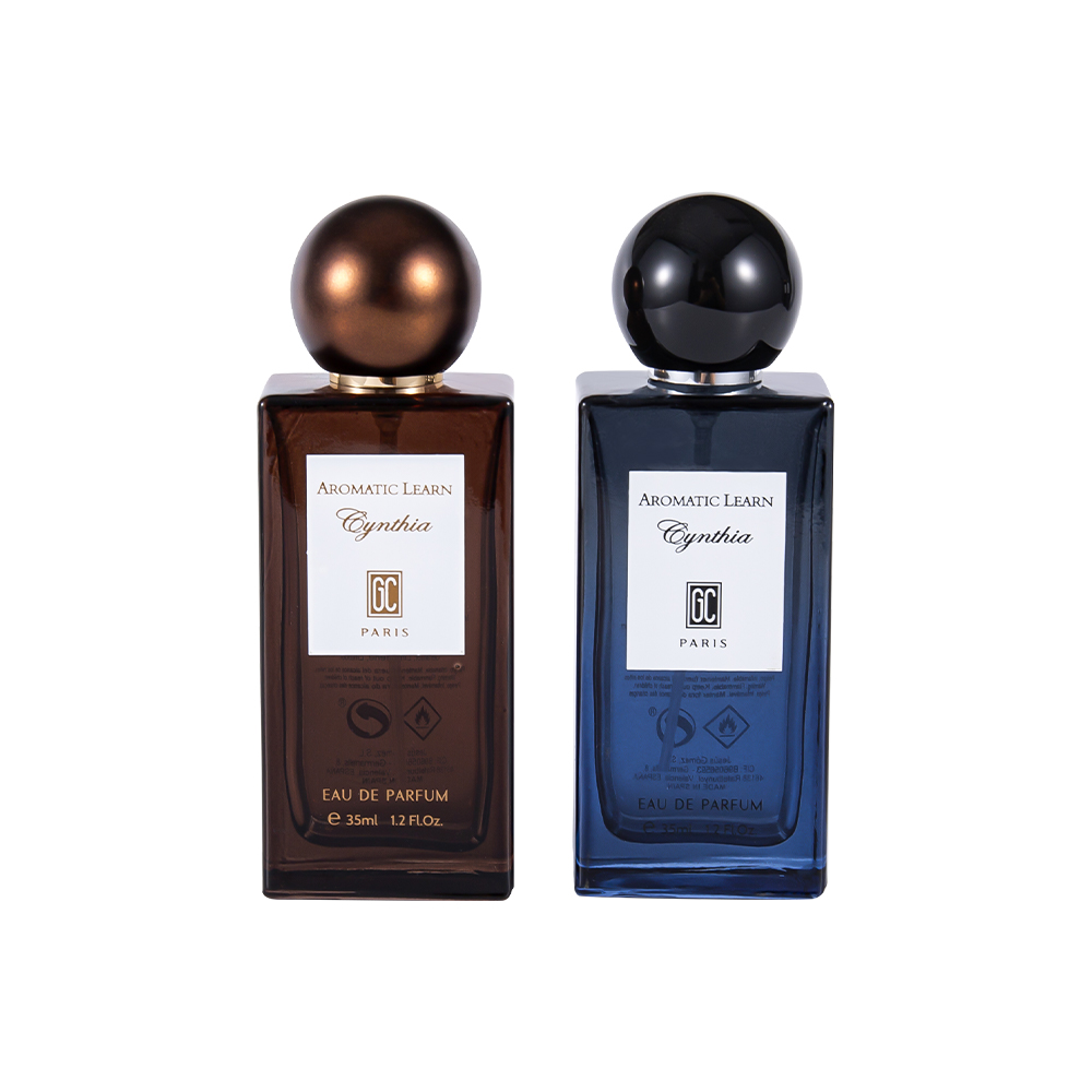 KY82-WJ2402 35ML Small Capacity Flat Rectangular Perfume Bottle Set na may Spherical Perfume Cap