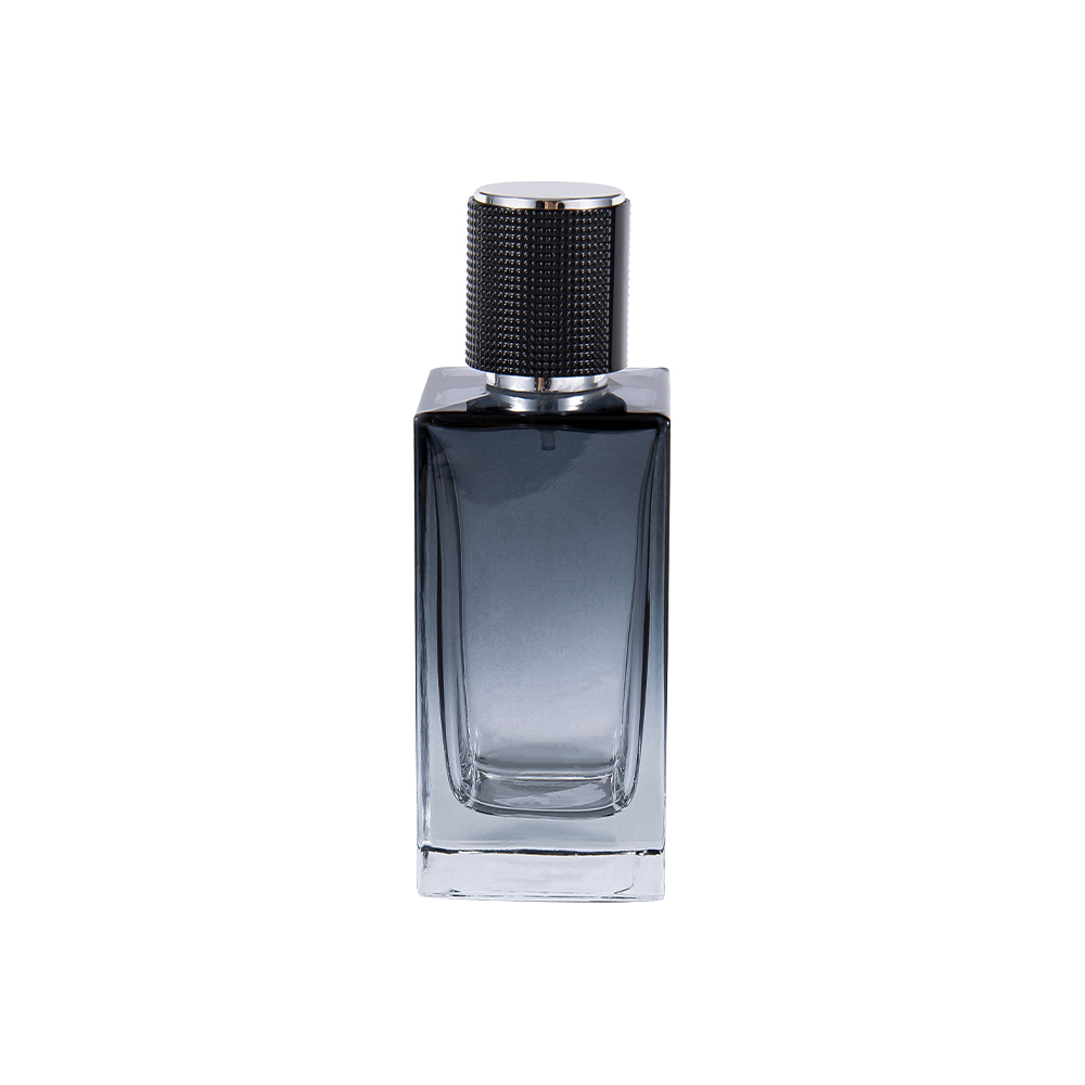 KY368-WJ2271 50ML Rectangular Glass Perfume Bottle na may Gradient Coating, ABS Plastic Cap, UV Silver Lining